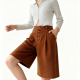 Camel Corduroy High-Waisted Shorts
