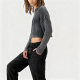Gray Acid-Wash Ribbed Cropped Sweater