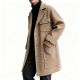 Beige Houndstooth Wool Utility Coat
