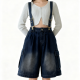 Dark Wash Denim Suspender Cargo Shorts