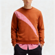 Rust Orange Plaid Panel Layered Crewneck