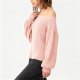 Blush Off-the-Shoulder Puff Sleeve Sweater