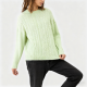 Mint Green Cable-Knit Oversized Sweater