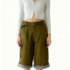 Olive Green Rolled-Cuff Cargo Shorts