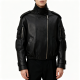 Black Tactical Leather Bomber Jacket